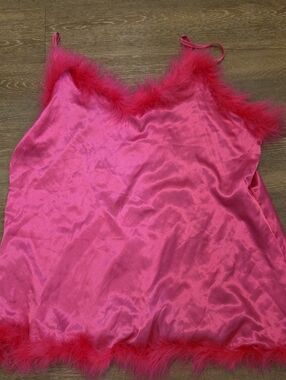 Hot Pink Satin Feather Trim Mini DRESS 3X Sugar THRILLZ